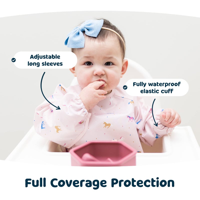 Tiny Twinkle Long Sleeve Bib for Babies & Toddlers - Waterproof Smock Bib for Eating - Machine Washable & Mess-Proof, Baby Feeding Essential & Shower Must-Have(Unicorn Confetti, 2-4Y) - Image 4